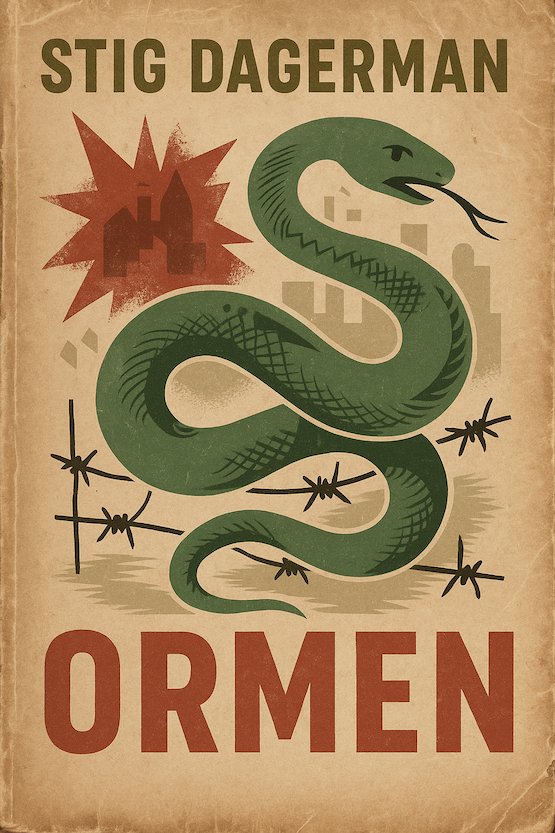 Ormen Omslag av Stig Dagermans debutroman Ormen från 1945